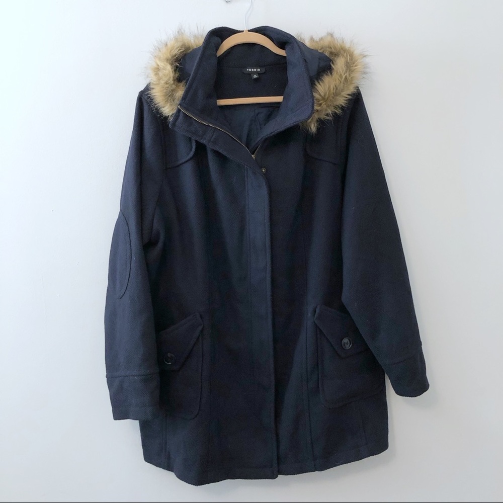 Torrid Navy Blue Heavy Wool Blend Coat Size 3X